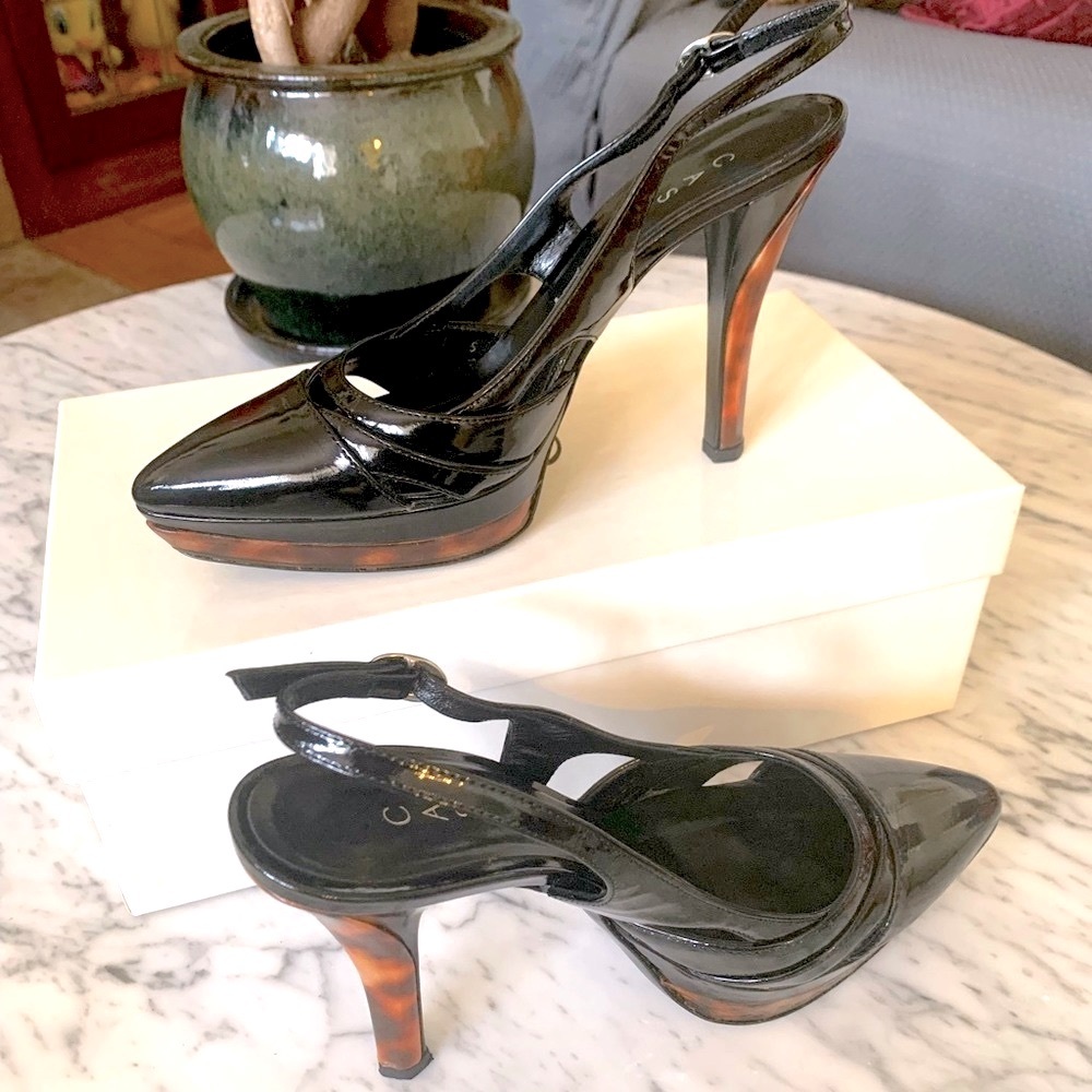 Gorgeous Casadei platform sling back heels shoes
